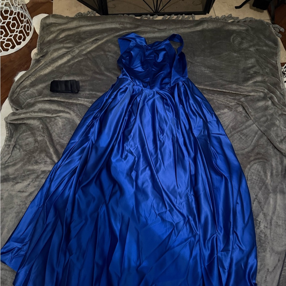 STYLEWE Formal Pockets Halter Maxi Deep Blue Dress